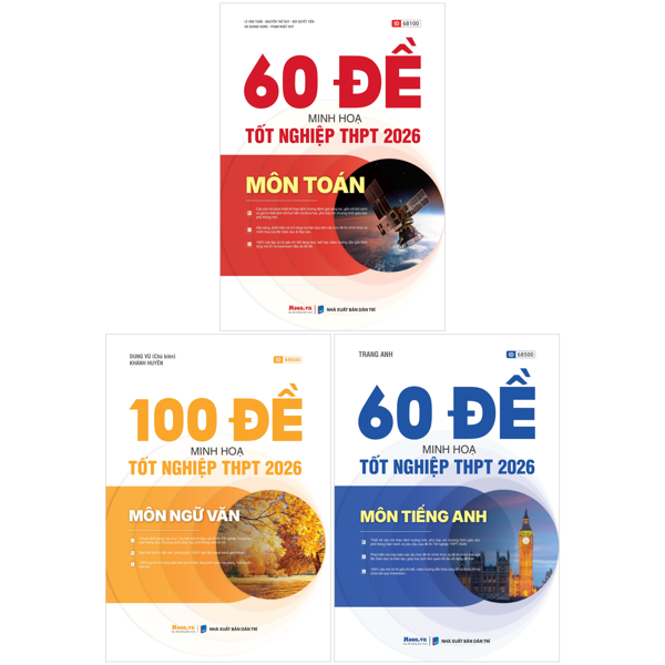 Combo Sách Đề Minh Họa Tốt Nghiệp THPT 2026 - Khối D - Toán + Ngữ Văn + Tiếng Anh (Bộ 3 Cuốn)