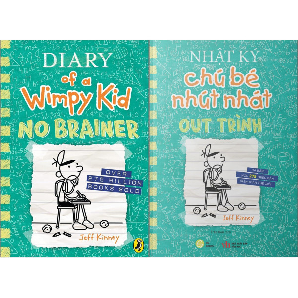 combo sách diary of a wimpy kid 18: no brainer + nhật ký chú bé nhút nhát - tập 18: out trình (bộ 2 cuốn)