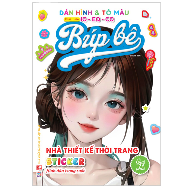 dán hình và tô màu búp bê - nhà thiết kế thời trang - quý phái - sticker trong suốt