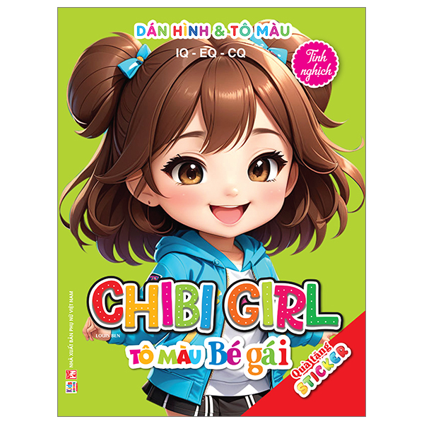 dán hình và tô màu iq-eq-cq - chibi girl - tô màu bé gái - tinh nghịch