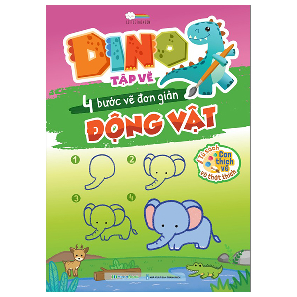 dino tập vẽ - 4 bước vẽ đơn giản - động vật