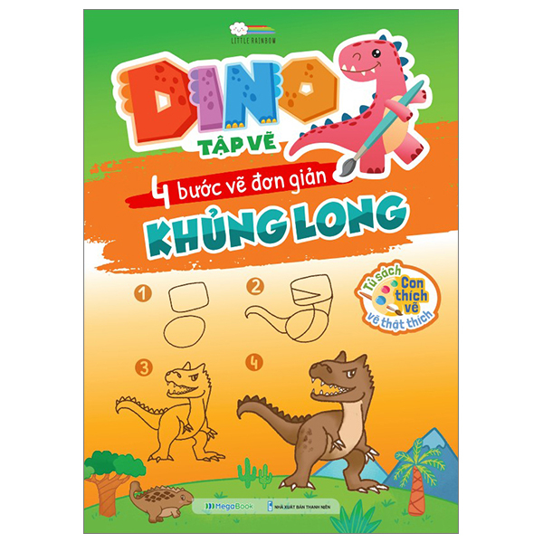 dino tập vẽ - 4 bước vẽ đơn giản - khủng long