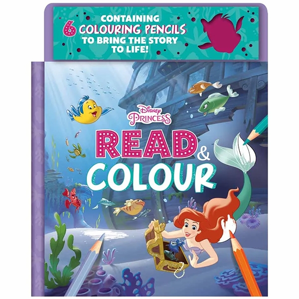 disney princess ariel: read & colour