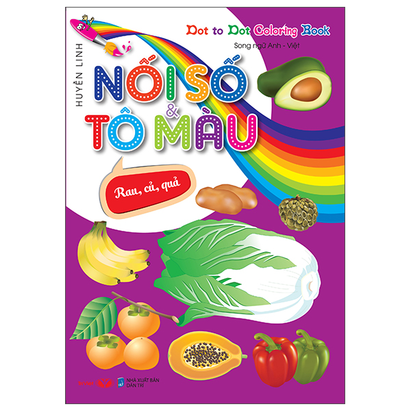 dot to dot coloring book - nối số & tô màu - rau, củ, quả