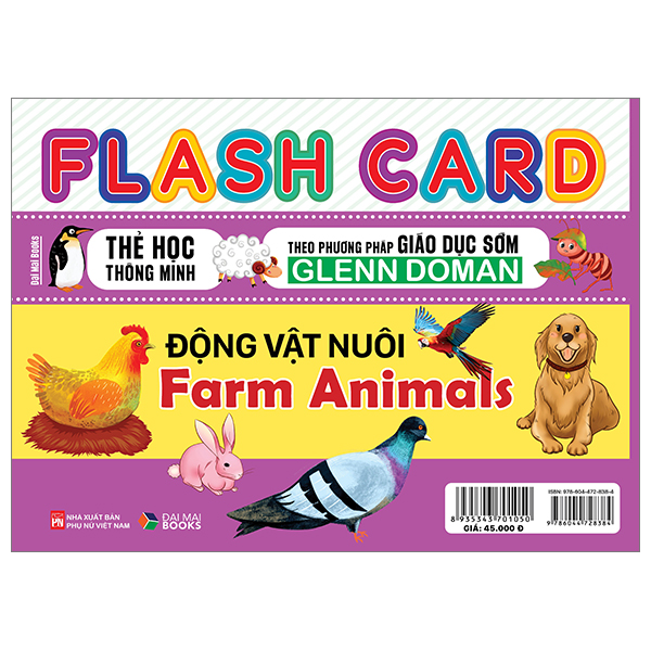 flash card - thẻ học thông minh theo phương pháp giáo dục sớm glenn doman - động vật nuôi - farm animals