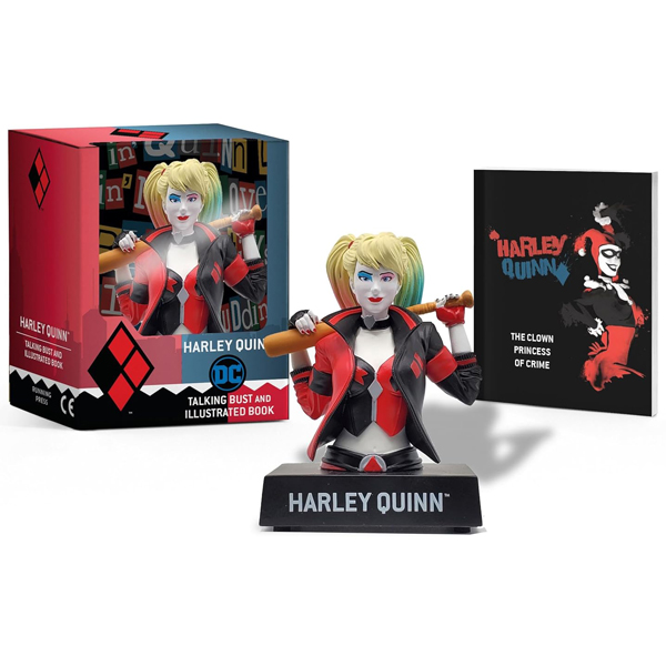 harley quinn talking figure and illustrated book