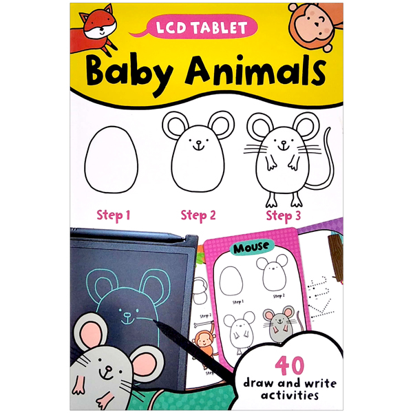 lcd tablet & flashcards - baby animals