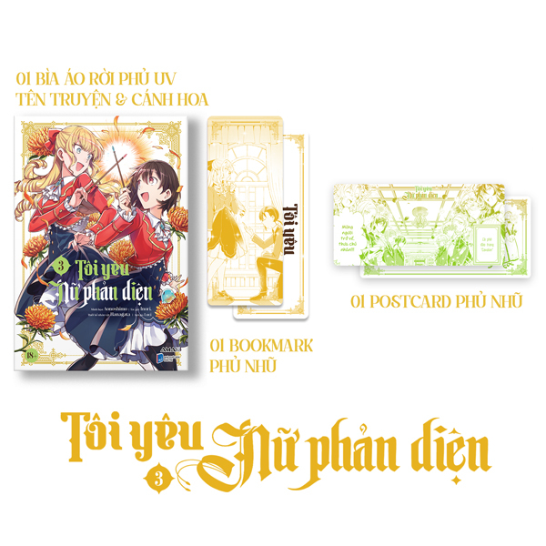 [manga] tôi yêu nữ phản diện - tập 3 - tặng kèm bìa áo rời phủ uv + bookmark phủ nhũ + postcard phủ nhũ