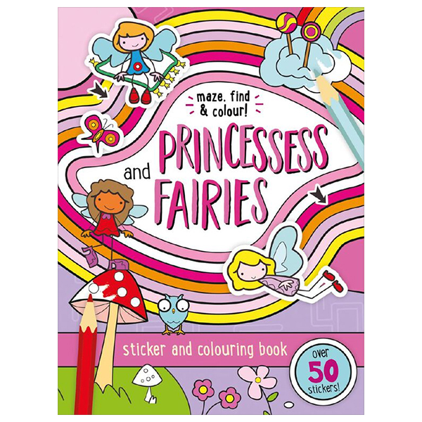 maze find & colour - princesses and fairies