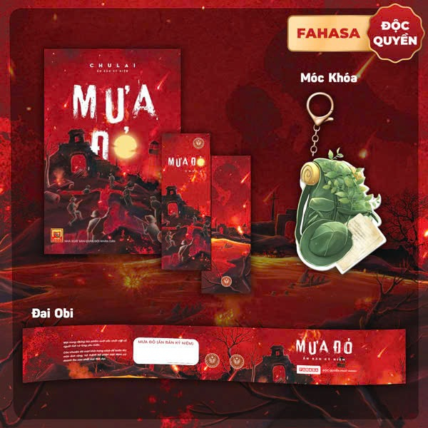 Mưa Đỏ - Ấn Bản Kỷ Niệm - Bìa Cứng - Tặng Kèm Bookmark + Móc Khoá Balo Mũ Cối - Độc Quyền Fahasa
