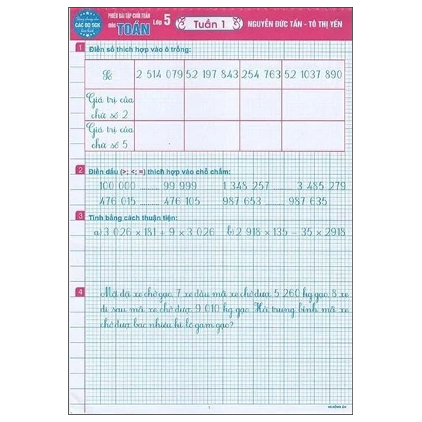 Phiếu Bài Tập Cuối Tuần Môn Toán Lớp 5