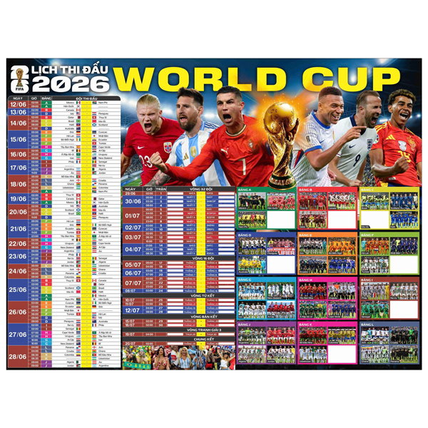 Poster Lịch Thi Đấu FIFA World Cup 2026 - 65 x 86 cm