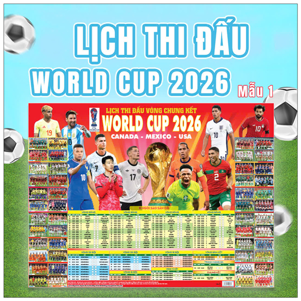 Poster Lịch Thi Đấu Vòng Chung Kết World Cup 2026 - Kèm Ống - 65 x 86 cm - Mẫu 1