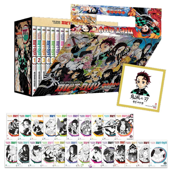 Premium Boxset Thanh Guom Diet Quy - Kimetsu No Yaiba (Hop 23 Tap) - Tang Kem 23 Bia Ao Dac Biet + 1 Shikishi