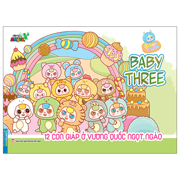 sách tô màu babythree 12 con giáp ở vương quốc ngọt ngào