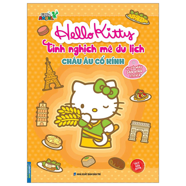 sách tô màu dán hình sticker - hello kitty tinh nghịch mê du lịch - châu âu cổ kính