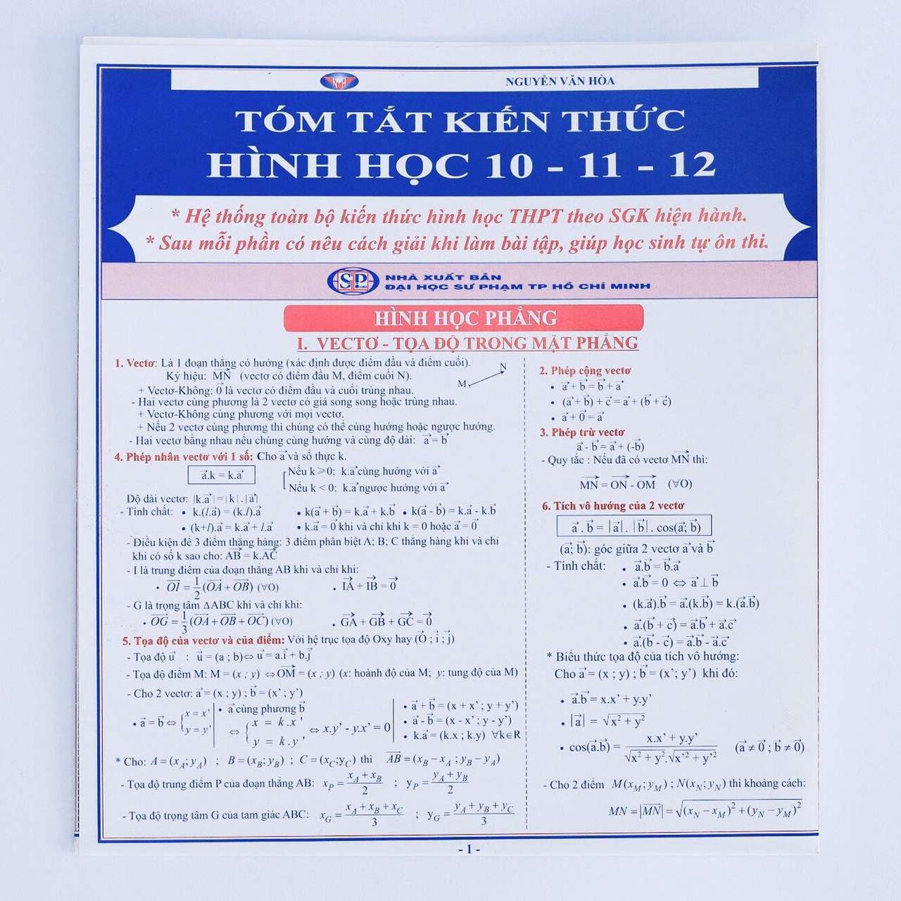 tóm tắt kiến thức hình học 10-11-12