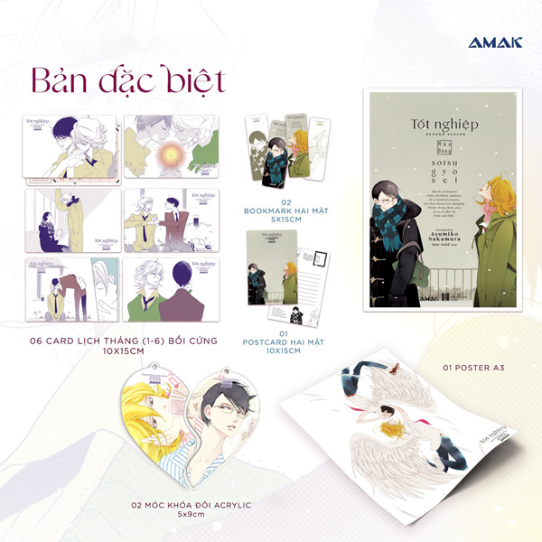 tốt nghiệp - mùa đông - bản đặc biệt - tặng kèm 2 bookmark + 1 postcard hai mặt + bộ 06 card lịch bồi dày + 2 móc khóa acrylic trái tim ghép đôi + 1 poster a3