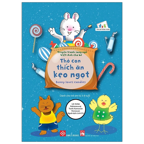 truyện tranh song ngữ việt - anh cho bé - bunny loves candies - thỏ con thích ăn kẹo ngọt