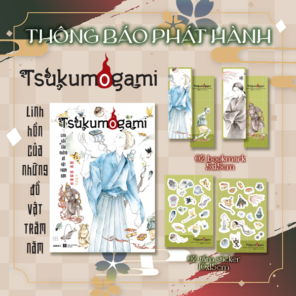 tsukumogami - linh hồn của những đồ vật trăm năm - tặng kèm 2 bookmark hai mặt + 2 tấm sticker