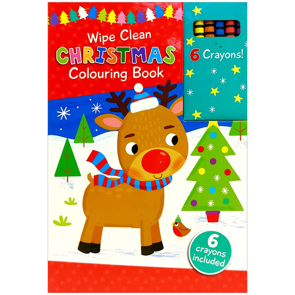 wipe clean colouring books - rudolph