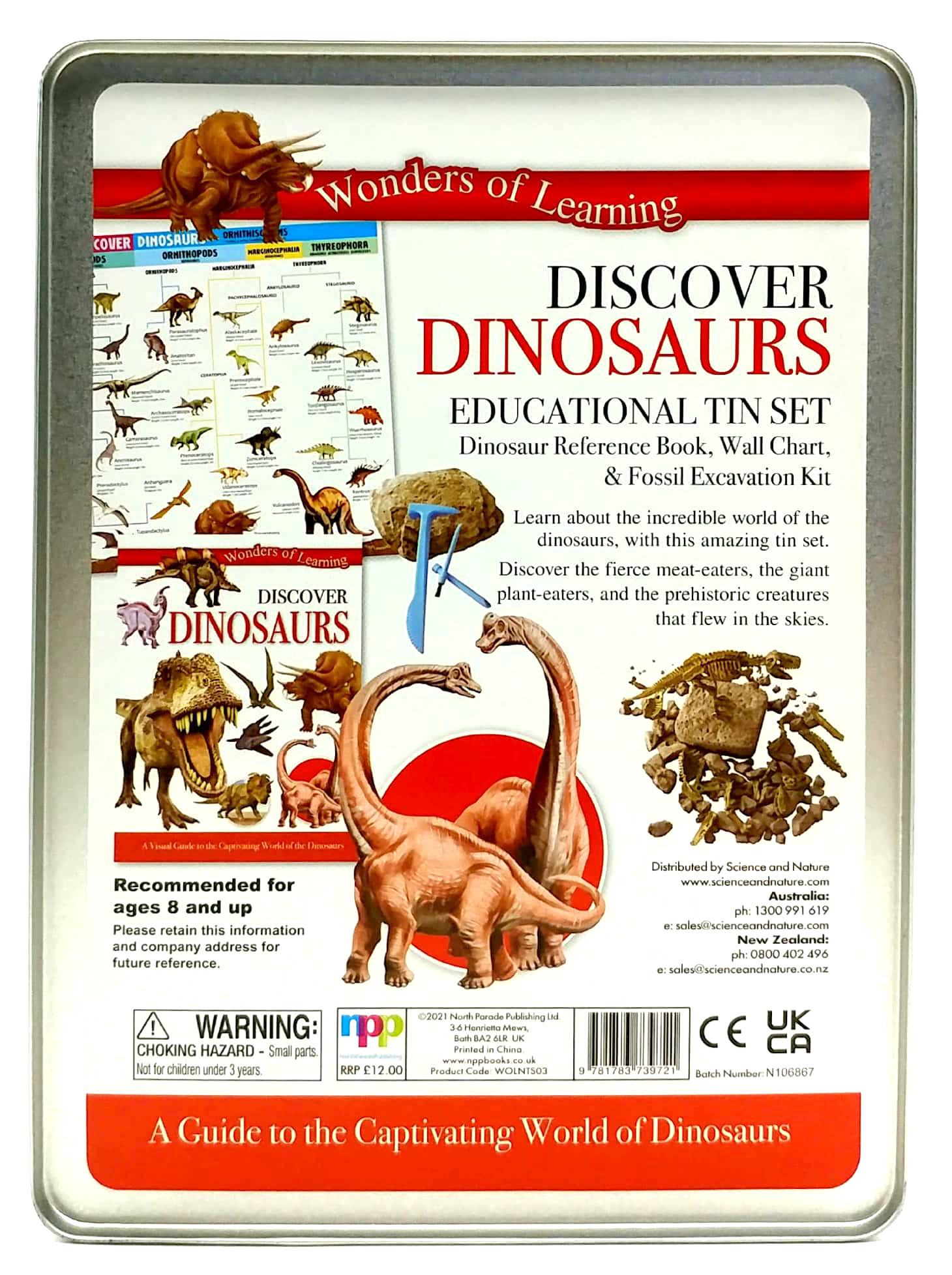 wonders of learning: discover dinosaurs educational tin set